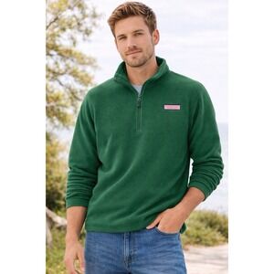 Vineyard Vines Men's‎ Green Fleece Quarter Zip Pullover Casual Classic